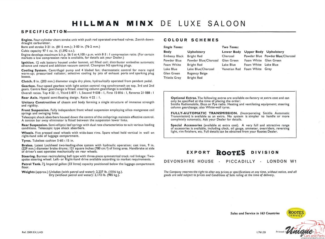 1961 Hillman Minx Brochure Page 1